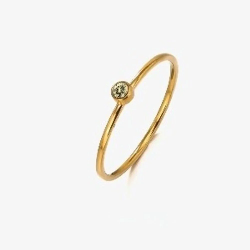 18K Gold Plated Stainless Steel Stackable Ring Yellow November Stone Size 7